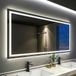 Miroir de salle de bain LED - Miroir de maquillage mural 160x80 cm - Rectangulaire, sans cadre - Éclairé à intensité variable - Anti-buée avec capteur tactile - 3 couleurs de lumière (3500–6500K) - IP44