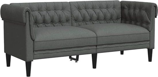 VidaXL Tweezitsbank Chesterfield Stof Donkergrijs