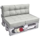 Beautissu Elements – Palletkussen Set – 1x Zitkussen 120x80 cm & 1x Rugkussen 120x40 cm – Licht Grijs