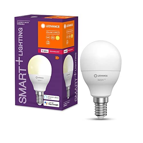 Ledvance Slimme LED lamp met ZigBee technologie, E14-basis matte optiek ,Warm wit (2700K), 470 Lumen, substituut voor 40W-verlichtingsmiddel slim dimbaar, 1-Pak
