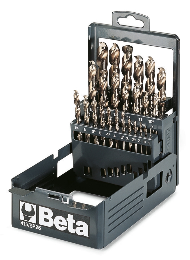 Beta Tools 415/SP49 Set spiraalboren, korte uitvoering HSS-CO 8% volledig geslepen (art. 415) in kistje