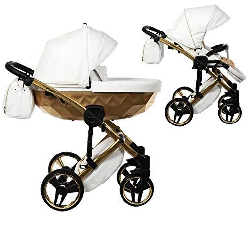 Lux4Kids Junama kinderwagen combinatie kinderwagen premium buggy babyzitje + accessoires Isofix selecteerbaar Mirror Satin door Ferriley & Fitz One Snow 06 2in1 zonder autostoel