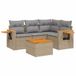 VidaXL 5-delige Loungeset met kussens, poly rattan, beige