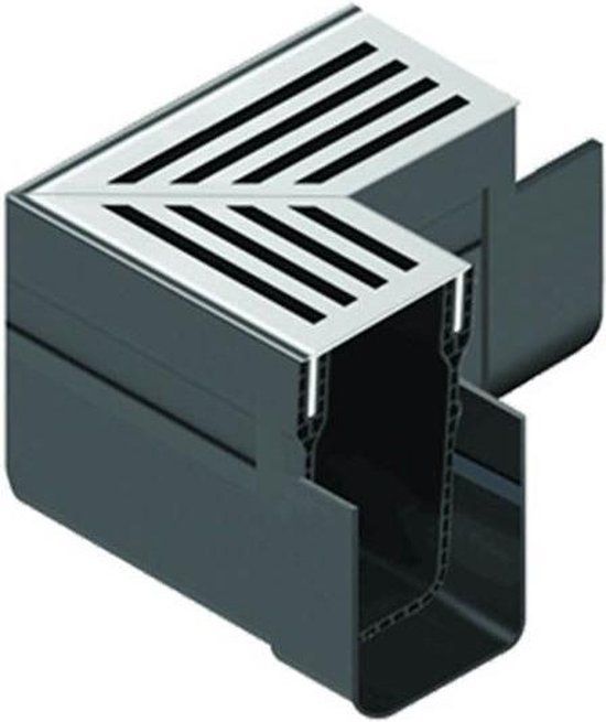 Aco SlimLine hoekstuk incl. blank aluminium rooster