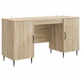 vidaXL Bureau Sonoma Eiken 142,5 x 50 x 75 cm Bewerkt hout