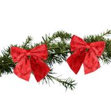 House of Seasons ornements de Noël nœuds - 2x pce - rouge - 12 x 13 cm - nœuds de sapin de Noël -