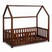 Buxibo Lit enfant – Lit maison en bois avec barrières de sécurité – Lit enfant en bas âge – 60x120 cm – Noyer
