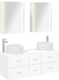vidaXL Badkamermeubel Set 5 st Wit Bewerkt hout en glas