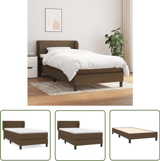 vidaXL Boxspring met Matras Stof Donkerbruin 90x190 cm