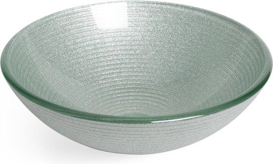 Saniclass Pesca waskom - Ø42x14,5 cm - Gehard glas - Wit grijs