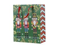 Decoris Giftbag Papier Rechthoekige Glitter Nutcrackers met Handvat fsc 100% Decoratie: nutcrackers_L12.00-W30.00-H42.00cm, Groen, Medium