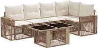 vidaXL Tuinbank Set 6-delig Beige en Crème Wit Polyrattan