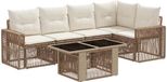 vidaXL Tuinbank Set 6-delig Beige en Crème Wit Polyrattan