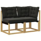 vidaXL 2-delige Outdoor Midden- en Hoekbank Wit