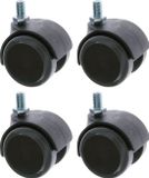 AMIG Meubelwiel - zwenkwiel met PU loopvlak - 4x - D50mm - M8 schroefbevestiging - 50kg - zwart