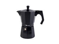 Vitrinor Black Espressomachine van aluminium voor 9 kopjes koffie, inductie, geschikt voor alle warmtebronnen, zwart, siliconen afdichting, veiligheidsventiel