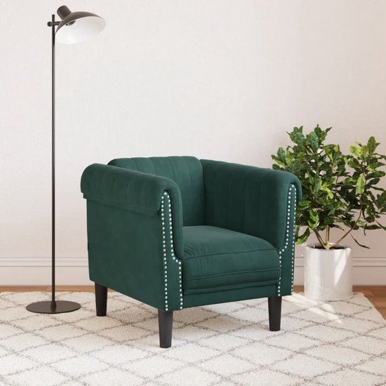 VidaXL Fauteuil Donkergroen Fluweel
