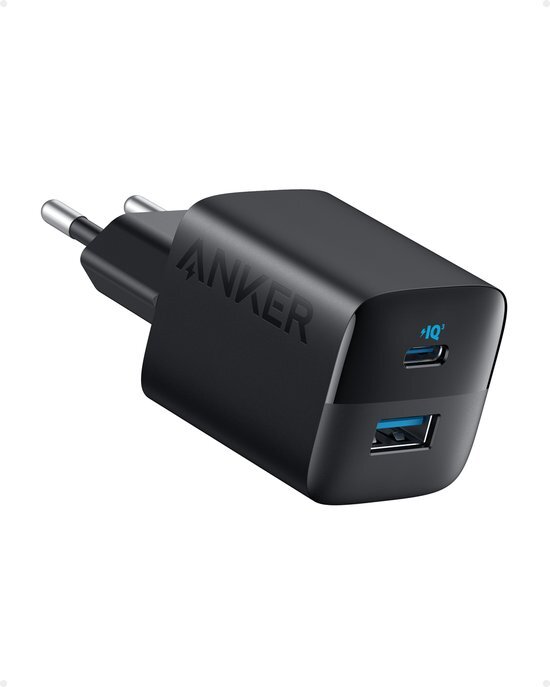 Anker 323 Dual USB USB-C Snellader Zwart