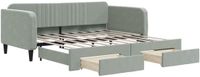 vidaXL Slaapbank met uitschuifbed en lades 100x190 cm fluweel lichtgrijs