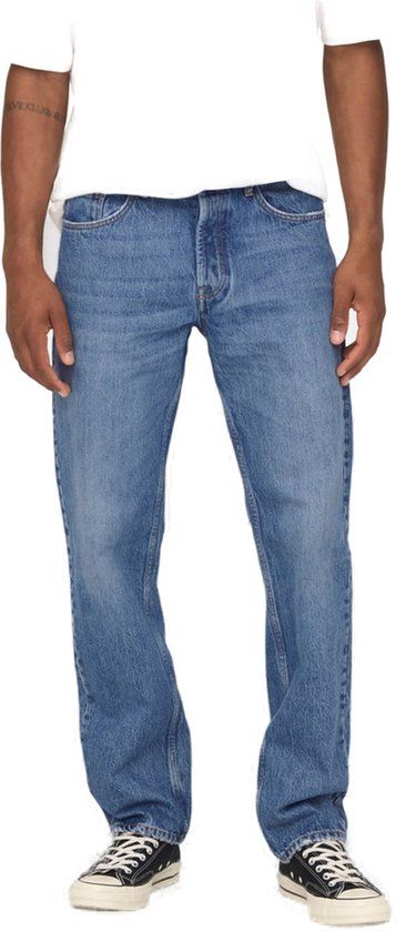 Only & Sons Edge Loose Fit Jeans - Medium Blue Denim - Men - W31/L30