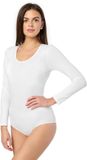 Merry Style Dames Body - Bodysuit - Lange Mouwen - Katoen - MS-KS-BD900 - Wit - S