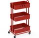 Simple Houseware Rollende kar met 3 niveaus, heavy duty, metaal, rood