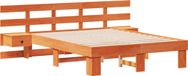 vidaXL Bedframe met hoofdeinde, Bruin, 135 x 190 cm, Massief grenenhout