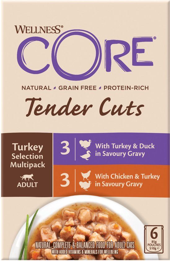 Wellness Core Tender Cuts Turkey Selection Kalkoen - Katten natvoer - 6 x 85 g