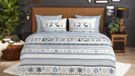 Good Morning dekbedovertrek winterse print - Lits jumeaux XL 260x200/220 cm - Blauw - 100% Katoen flanel