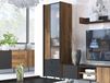 PRESTIGIA Colonne 2 portes 2 tiroirs noir/noyer warmia avec led