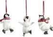 Goodwill Kersthanger Pinguïn Skiën Wit-Rood H 11.5 cm Voordeel Ass. Per 3 Stuks