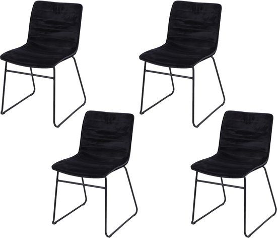 Urban Living BROOKLYN SET VAN 4 VELVET STOELEN ZWART 55X45XH78CM