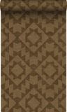 Origin Wallcoverings behang linnen-look aztecpatroon taupe - 50 x 900 cm
