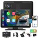 Junsun Tragbare CarPlay Display, Wireless Android Auto mit HD Rückfahrkamera, 9 Zoll IPS Bildschirm, Bluetooth-Freisprecheinrichtung, GPS Navigation, FM