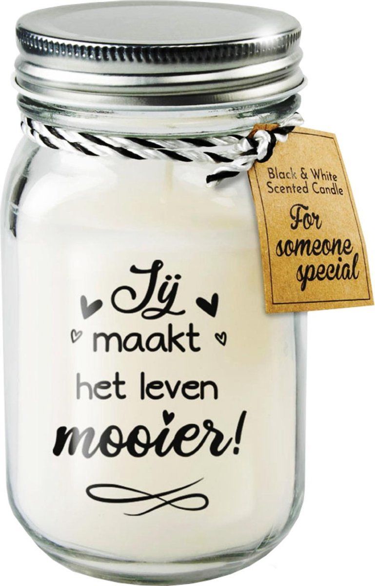 Paper Dreams Black & White geurkaars - Jij maakt het leven mooier