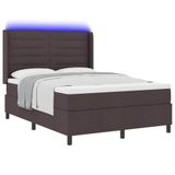 vidaXL LED Boxspringbed met matras Donkerbruin 160 x 200 cm Stof