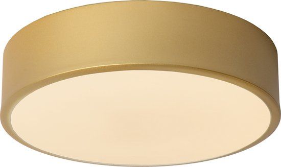 Lucide UNAR Plafonnière - Ø 20 cm - LED 3 StepDim - 1x12W 2700K - Mat Goud / Messing