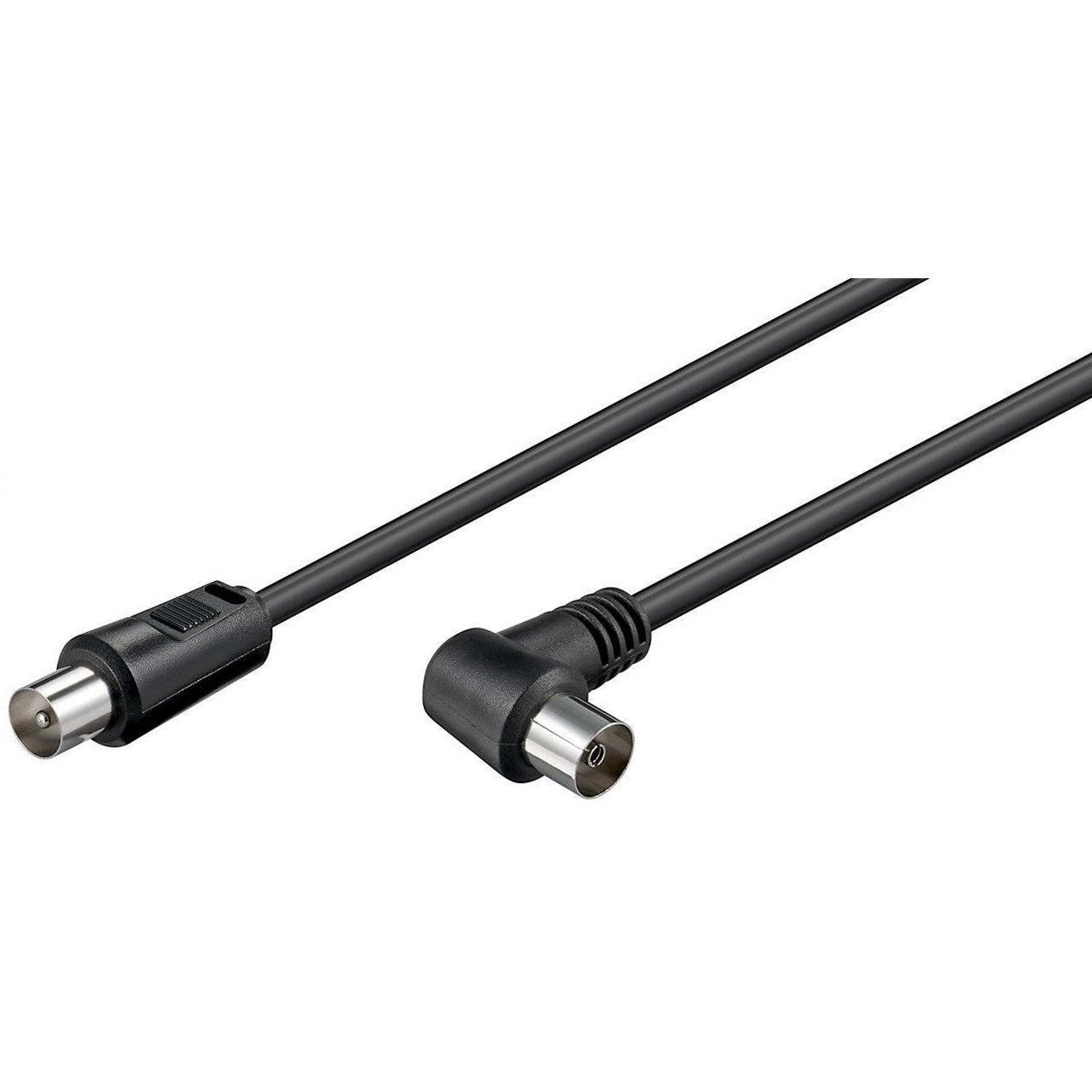 Transmedia IEC m recht - IEC v haaks coaxkabel - zwart - 7.5 meter