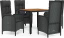 vidaXL 5-delige Tuinset - Poly Rattan - Zwart - 8 Zitplekken - Verstelbare Rugleuning