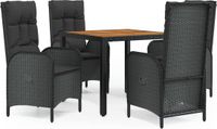 vidaXL 5-delige Tuinset - Poly Rattan - Zwart - 8 Zitplekken - Verstelbare Rugleuning