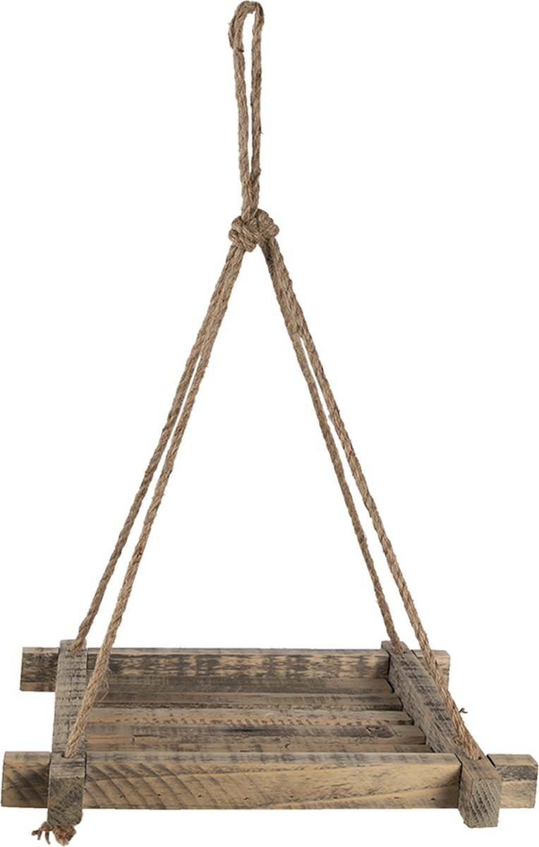 Clayre & Eef Plantenhanger 36*36 cm Bruin Hout Hangpot Plantenhouder