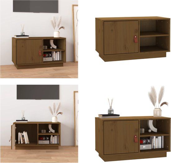 vidaXL Tv-meubel 70x34x40 cm massief grenenhout honingbruin