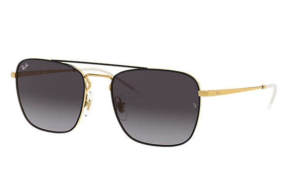 Ray-Ban RB3588 Zonnebril - Vierkant - Unisex - Goud/Zwart - Grijs Lens
