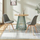 en.casa Eetkamerstoelen Fläten set van 4 stuks bouclé grijs en naturel