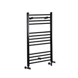 Hudson Reed Sèche-serviettes Mat Noir Plat à double usage / Hybride - 100cm x 60cm - Incl. 600W Élément chauffant, T-pièce et Robinets de radiateur | Nox
