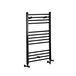 Hudson Reed Sèche-serviettes Mat Noir Plat à double usage / Hybride - 100cm x 60cm - Incl. 600W Élément chauffant, T-pièce et Robinets de radiateur | Nox