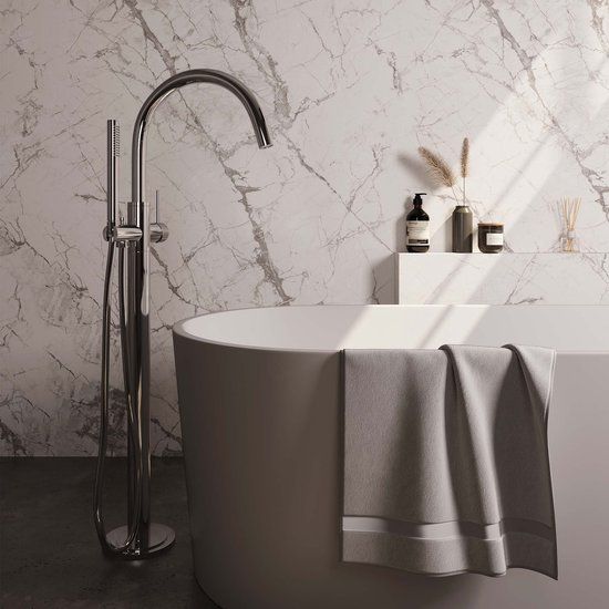 Brauer Chrome Carving Vrijstaande Badkraan Set met Staafhanddouche - Chroom