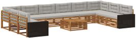 vidaXL Bank loungeset 4 zitplekken Massief Acacia Hout Naturel et gris clair