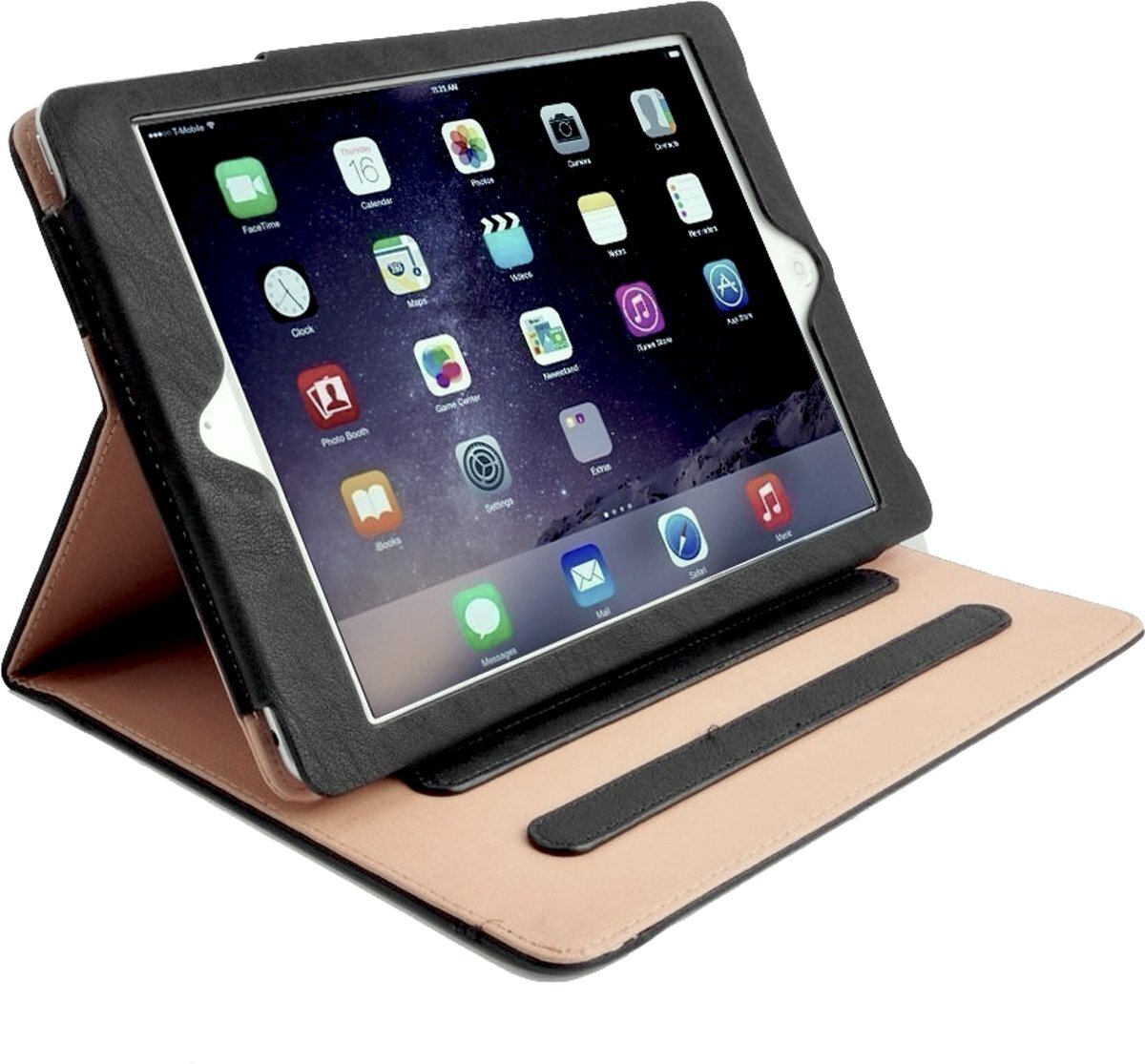 iCall Hoes Apple iPad 9.7 2017 / 2018 - Hoesje Leer Zwart Volledige 360 Graden Bescherming met Luxe Nude Binnenkant Hoes - Smart Bookcase voor iPad 9.7 2017 Case Cover Hoesje