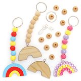 Baker Ross FE126 Regenboog Houten Sleutelhanger & Tassenhanger - Pakket van 5